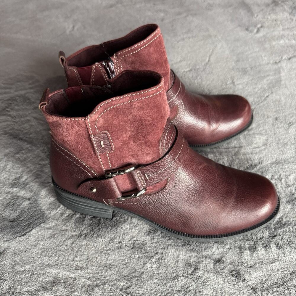 Earth Origins Boots Womens Sz 10 Burgundy Suede Paris Ankle Side Zip Block Heel - Picture 3 of 10